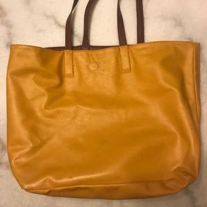 2 Color Reversible Leather Tote Bag